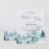 Budget Winter Mountain Forest Wedding Invitation (Voorkant / Achterkant)