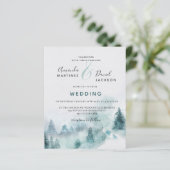 Budget Winter Mountain Forest Wedding Invitation (Staand voorkant)