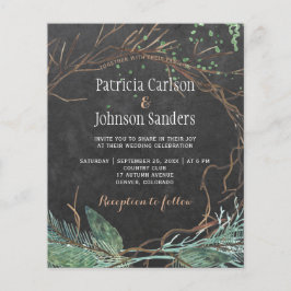 Budget winter natuur schoolbord trouwkaart uitnodi flyer