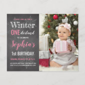 Budget Winter Onederland 1e verjaardagsuitnodiging (Voorkant)