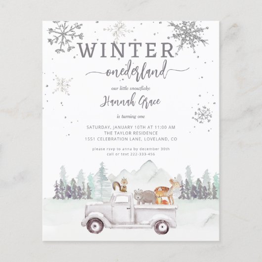 Budget Winter Onederland Eerste Verjaardag Woodlan (Voorkant)