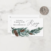 Budget Winter Pine Cone 2SM Meal RSVP Opmerking Notitiekaartje (Voorkant / Achterkant in situ)