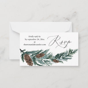 Budget Winter Pine Cone 2SM Meal RSVP Opmerking Notitiekaartje