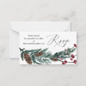 Budget Winter Pine Cone & Berry 2SM Meal RSVP Note Notitiekaartje (Voorkant)