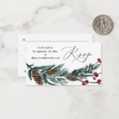 Budget Winter Pine Cone & Berry 2SM Meal RSVP Note Notitiekaartje (Voorkant / Achterkant in situ)