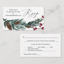 Budget Winter Pine Cone & Berry SM Meal RSVP Informatiekaartje