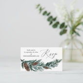 Budget Winter Pine Cone Greenery SM Meal RSVP Informatiekaartje (Staand voorkant)