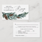 Budget Winter Pine Cone Greenery SM Meal RSVP Informatiekaartje (Voorkant / Achterkant)