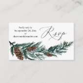 Budget Winter Pine Cone Greenery SM Meal RSVP Informatiekaartje (Voorkant)