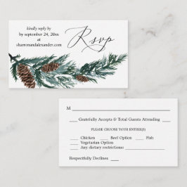Budget Winter Pine Cone Greenery SM Meal RSVP Informatiekaartje