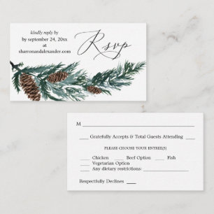 Budget Winter Pine Cone Greenery SM Meal RSVP Informatiekaartje