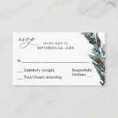Budget Winter Pine Cone Greenery SM No Meal RSVP Informatiekaartje (Voorkant)
