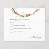 Budget Winter Pines Berries Festive Wedding RSVP (Voorkant)