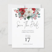 Budget Winter Poinsettia Kerstmis Save the Date (Voorkant)