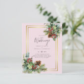 BUDGET Winter Red Berries Pine Cones Weddenschap (Staand voorkant)