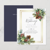 BUDGET Winter Red Berries Pine Cones Weddenschap (Voorkant / Achterkant)