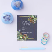 BUDGET Winter Red Berries Pine Cones Weddenschap Flyer (Enkel)