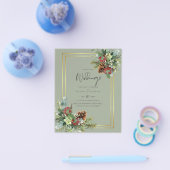 BUDGET Winter Red Berries Pine Cones Weddenschap Flyer (Enkel)