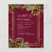 BUDGET Winter Red Berries Pine Cones Weddenschap Flyer (Voorkant)