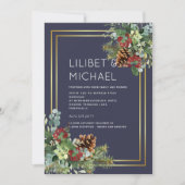 BUDGET Winter Red Berries Pine Cones Weddenschap Kaart (Voorkant)