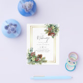 BUDGET Winter Rode Bessen Dennenkegels Bruiloft Flyer (Enkel)