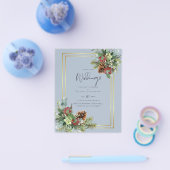 BUDGET Winter Rode Bessen Dennenkegels Bruiloft Flyer (Enkel)