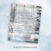 Budget winter sneeuw dennen bos bruiloft uitnodigi flyer