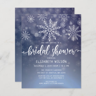 Budget Winter Snowflakes Bridal Shower Uitnodiging