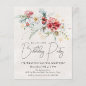 Budget Winter Watercolor Bloemen 40e Verjaardag (Voorkant)