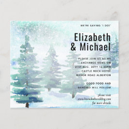 Budget Winter Watercolor Teal Huwelijksuitnodiging