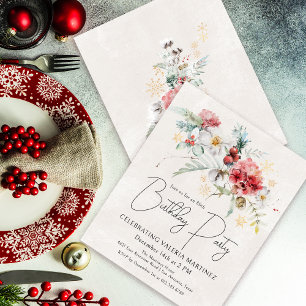 Budget Winter Waterverf Flowers 80e Verjaardag