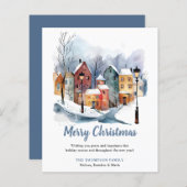 BUDGET Winter Waterverf Huizen Kerstgroet (Voorkant / Achterkant)