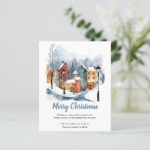 BUDGET Winter Waterverf Huizen Kerstgroet (Staand voorkant)