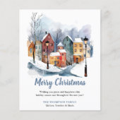 BUDGET Winter Waterverf Huizen Kerstgroet (Voorkant)