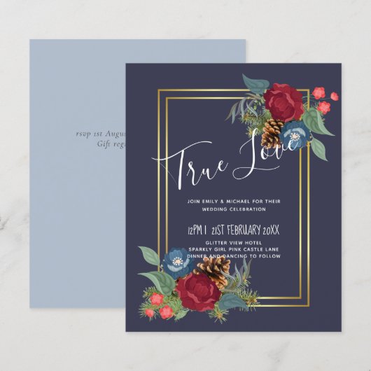 BUDGET Winter Weddenschap Burgundy Blauwgroen Blue (Voorkant / Achterkant)