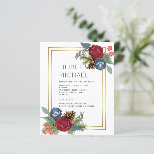 BUDGET Winter Weddenschap Burgundy Blauwgroen Blue (Staand voorkant)