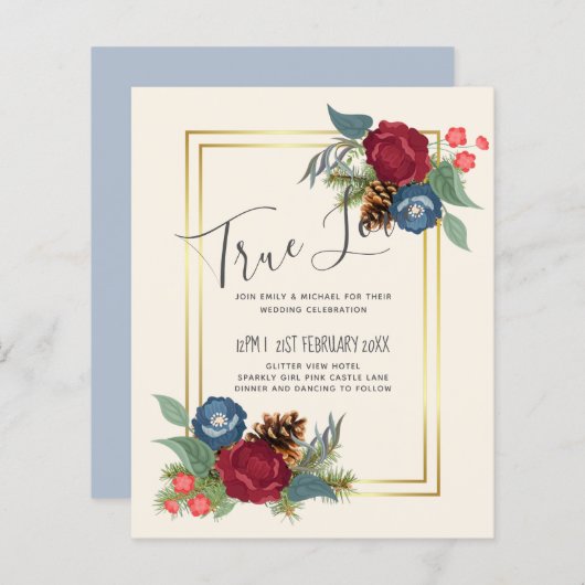 BUDGET Winter Weddenschap Burgundy Blauwgroen Blue (Voorkant / Achterkant)