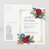 BUDGET Winter Weddenschap Burgundy Blauwgroen Blue Briefkaart (Voorkant / Achterkant)