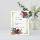 BUDGET Winter Weddenschap Burgundy Blauwgroen Blue Briefkaart (Staand voorkant)