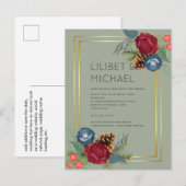 BUDGET Winter Weddenschap Burgundy Blauwgroen Blue Briefkaart (Voorkant / Achterkant)