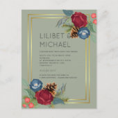 BUDGET Winter Weddenschap Burgundy Blauwgroen Blue Briefkaart (Voorkant)