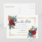 BUDGET Winter Weddenschap Burgundy Blauwgroen Blue Briefkaart (Voorkant / Achterkant)