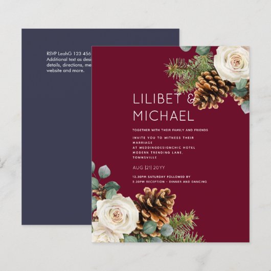 BUDGET Winter Weddenschap Eucalyptus Greenery Roze (Voorkant / Achterkant)
