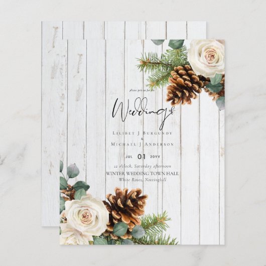 BUDGET Winter Weddenschap Eucalyptus Greenery Roze (Voorkant / Achterkant)