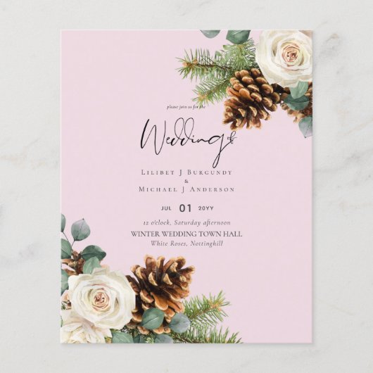 BUDGET Winter Weddenschap Eucalyptus Greenery Roze (Voorkant)