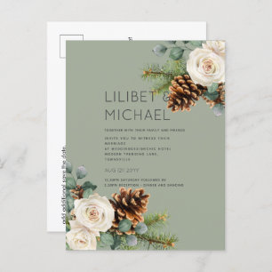 BUDGET Winter Weddenschap Eucalyptus Greenery Roze Briefkaart