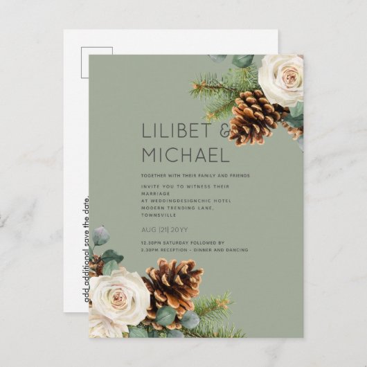 BUDGET Winter Weddenschap Eucalyptus Greenery Roze Briefkaart (Voorkant / Achterkant)