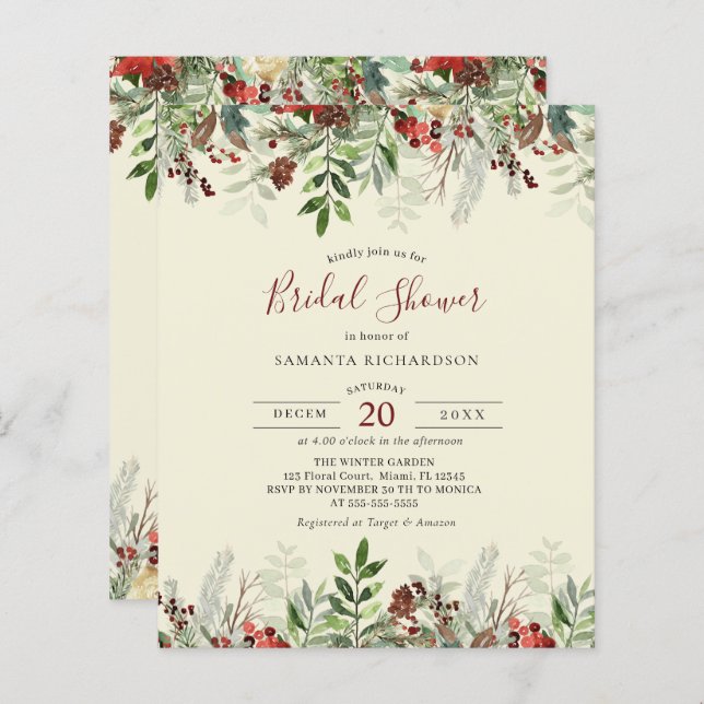 Budget Winter Wedding Floral Berry Vrijgezellenfee (Voorkant / Achterkant)