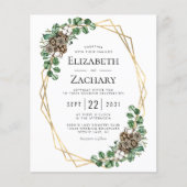 Budget Winter Wedding Waterverf Greenery Invite (Voorkant)