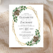 Budget Winter Wedding Waterverf Greenery Invite